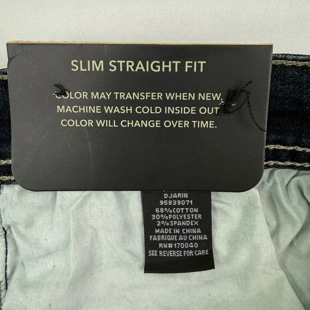 True Rebel Alpha 808 Slim Straight Jeans Mens 36x30 Dark Wash Stretch Denim NEW
